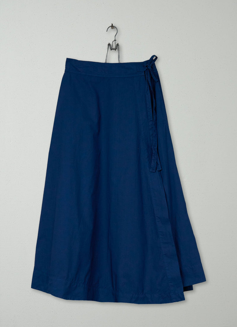 Reworn Poplin Wrap Skirt Size 10 (244) | Mid Blue