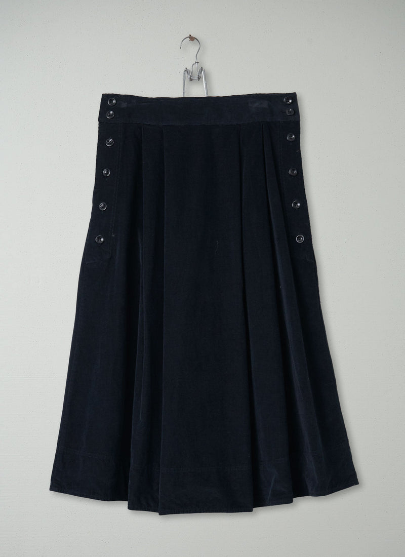 Reworn Needlecord Skirt Size 12 (079) | Dark Navy