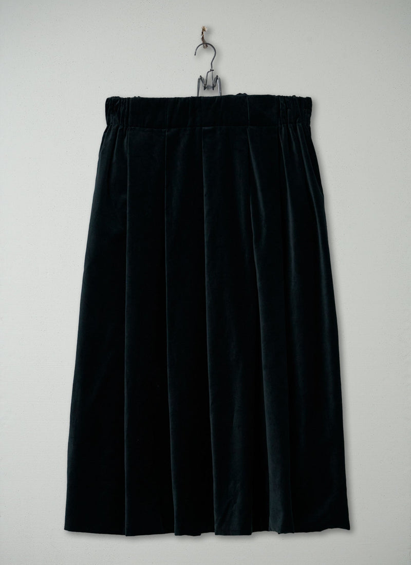 Reworn Pleated Cotton Velvet Skirt Size 10 (273) | Oil