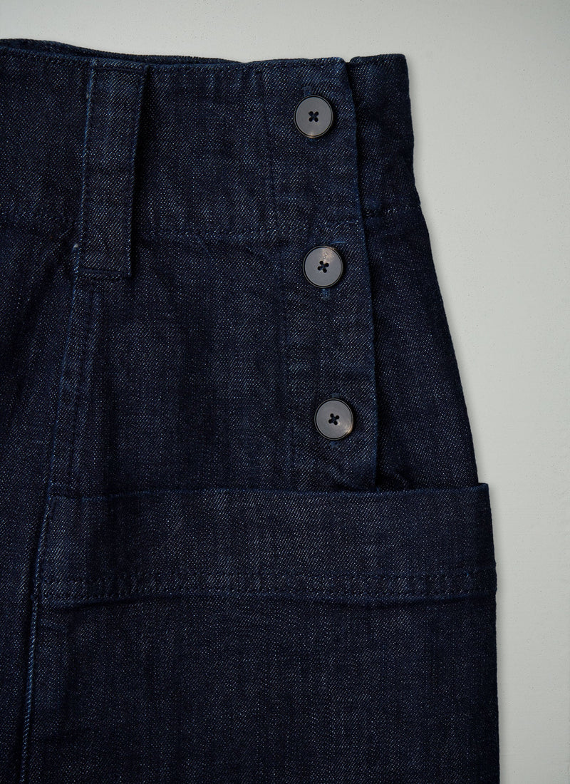 Reworn Side Button Skirt Size 16 (267) | Indigo