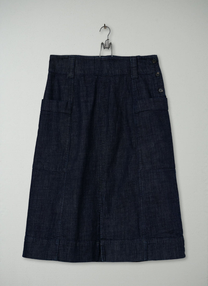 Reworn Side Button Skirt Size 16 (267) | Indigo