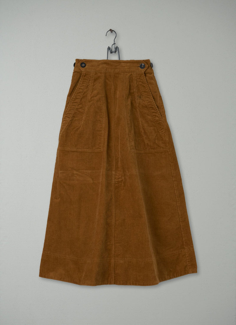 Reworn A Line Cord Skirt Size M (043) | Toffee