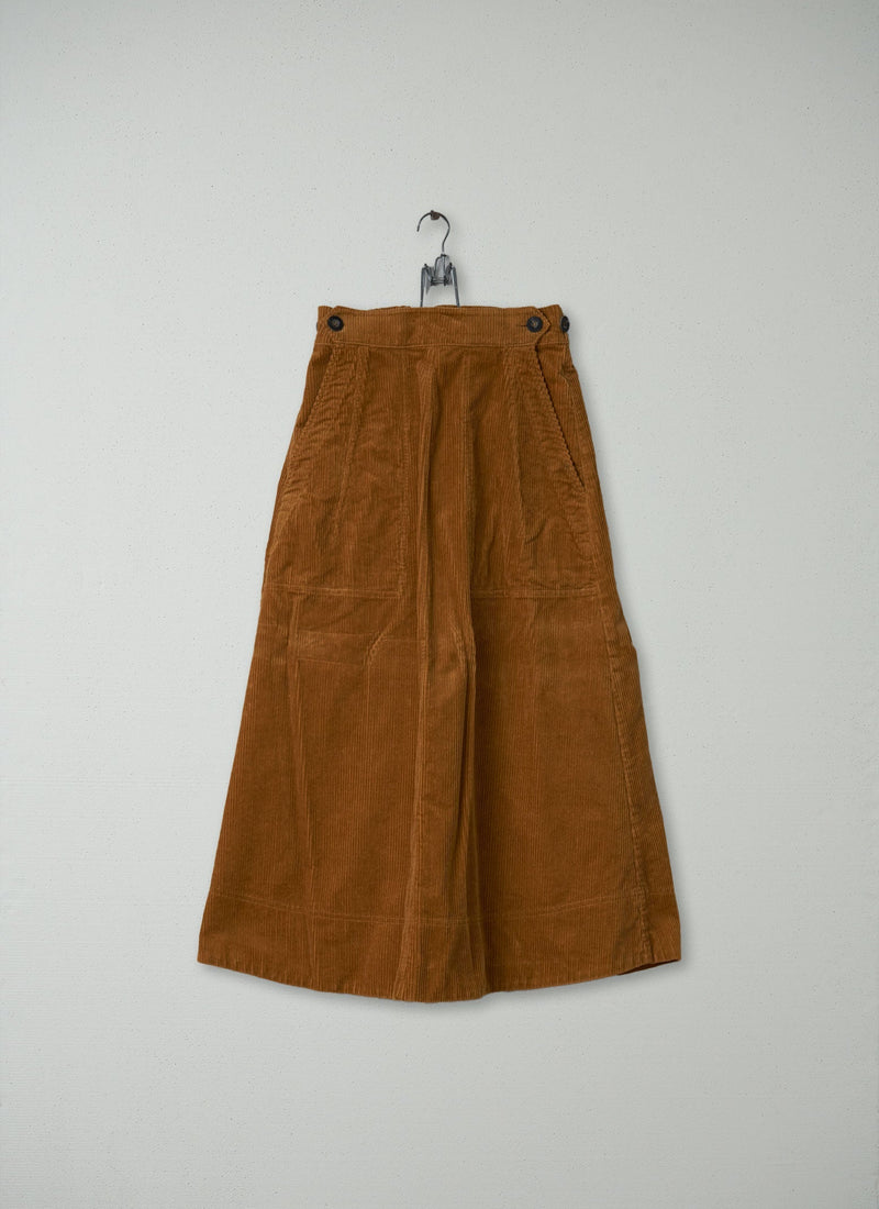 Reworn A Line Cord Skirt Size S (071) | Toffee