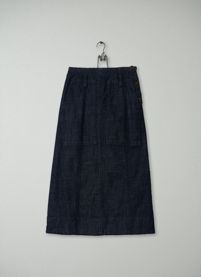 Reworn Organic Denim Skirt Size 4 (062) | Indigo