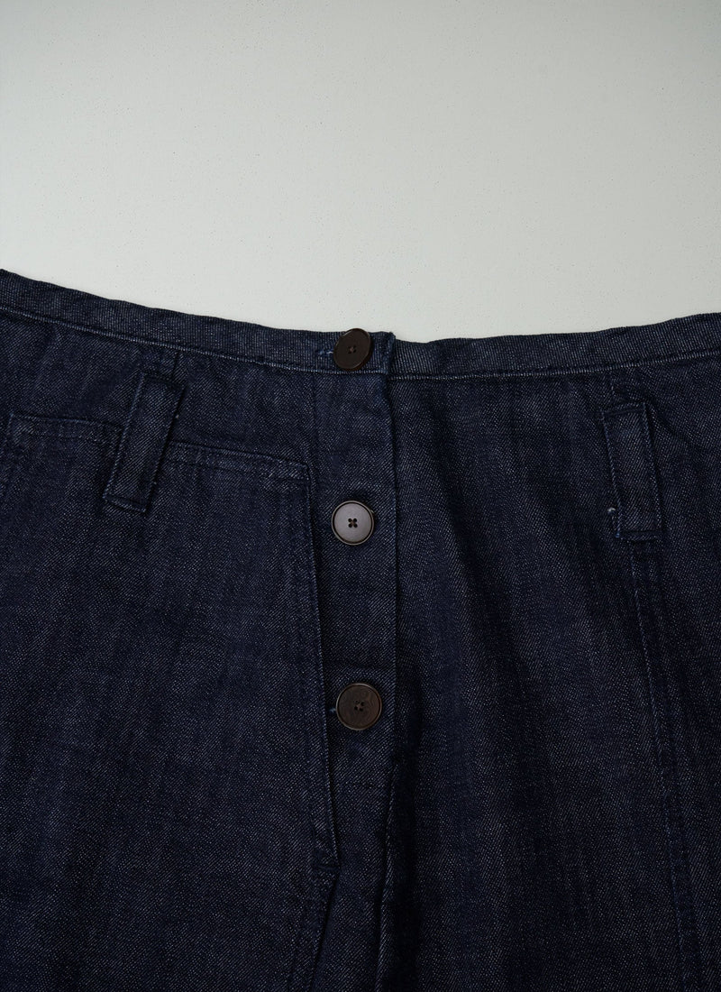 Reworn Organic Denim Skirt Size 14 (061) | Indigo