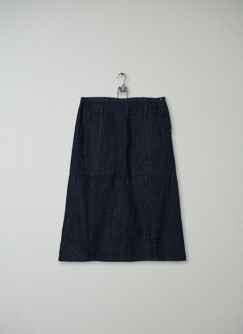 Reworn Organic Denim Skirt Size 14 (061) | Indigo