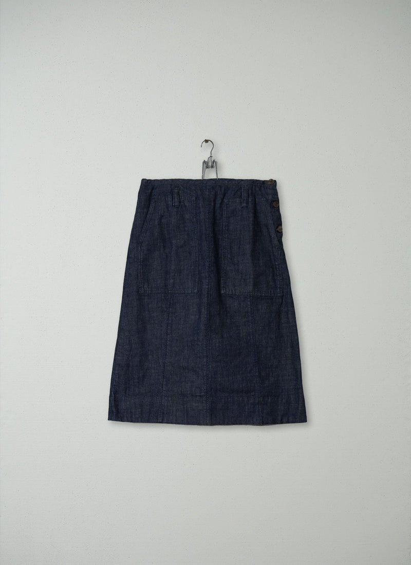 Reworn Organic Denim Skirt Size 14 (062) | Indigo