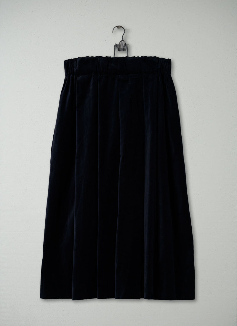 Reworn Pleated Cotton Velvet Skirt Size M (105) | Night