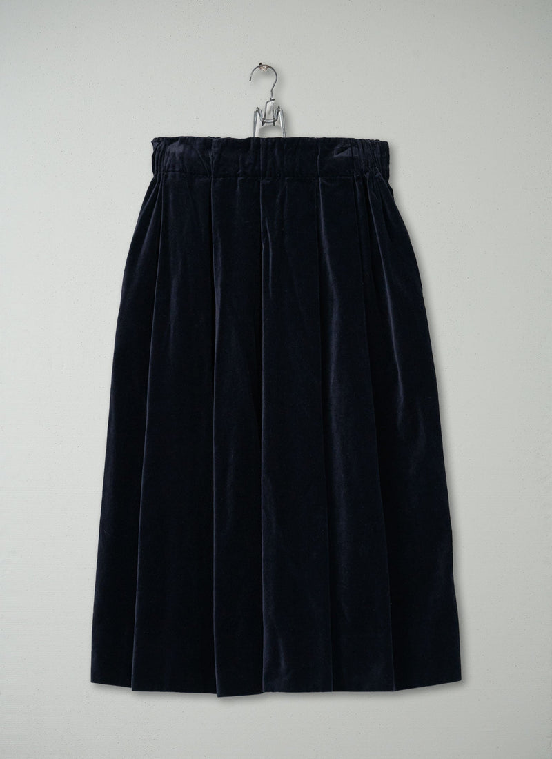 Reworn Pleated Cotton Velvet Skirt Size M (106) | Night