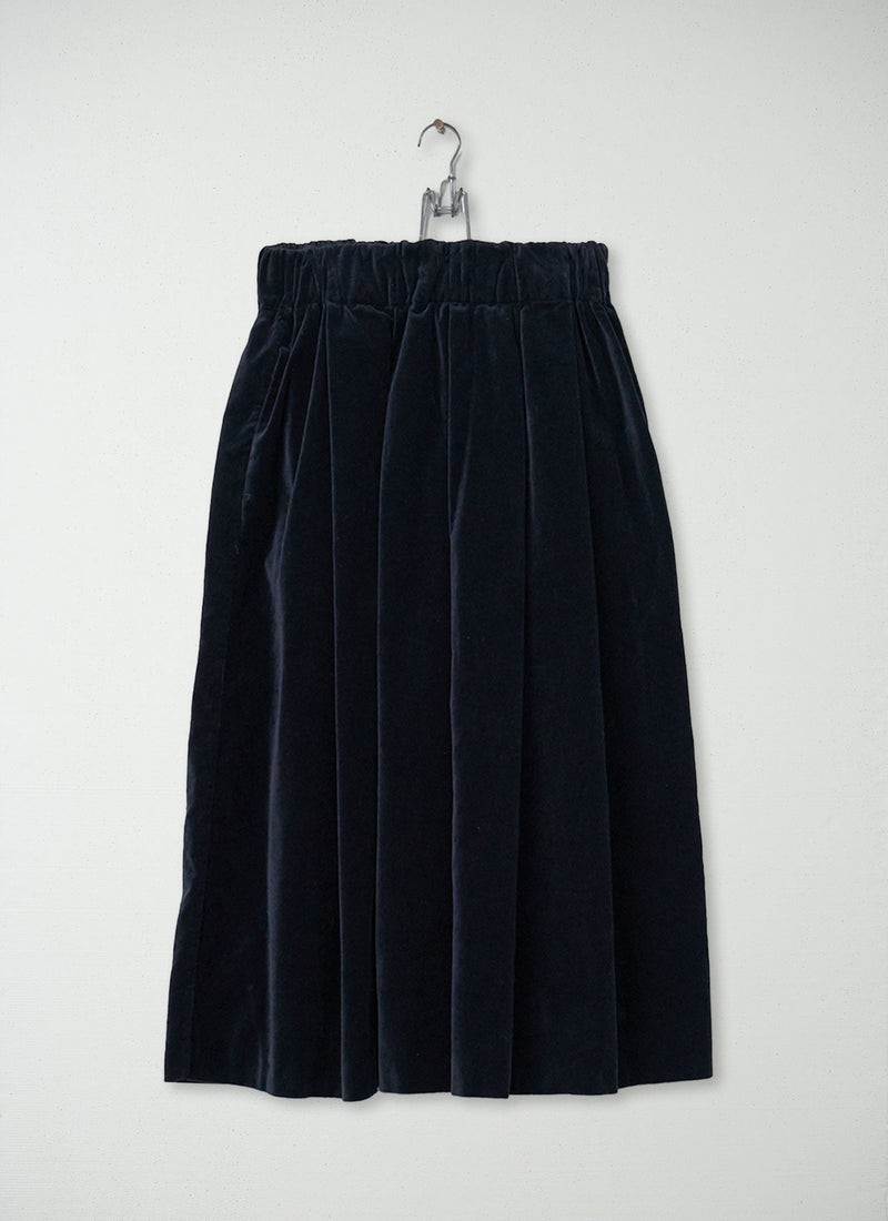 Reworn Pleated Cotton Velvet Skirt Size S (040) | Night