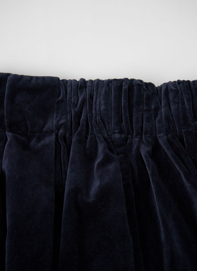 Reworn Pleated Cotton Velvet Skirt Size S (045) | Night