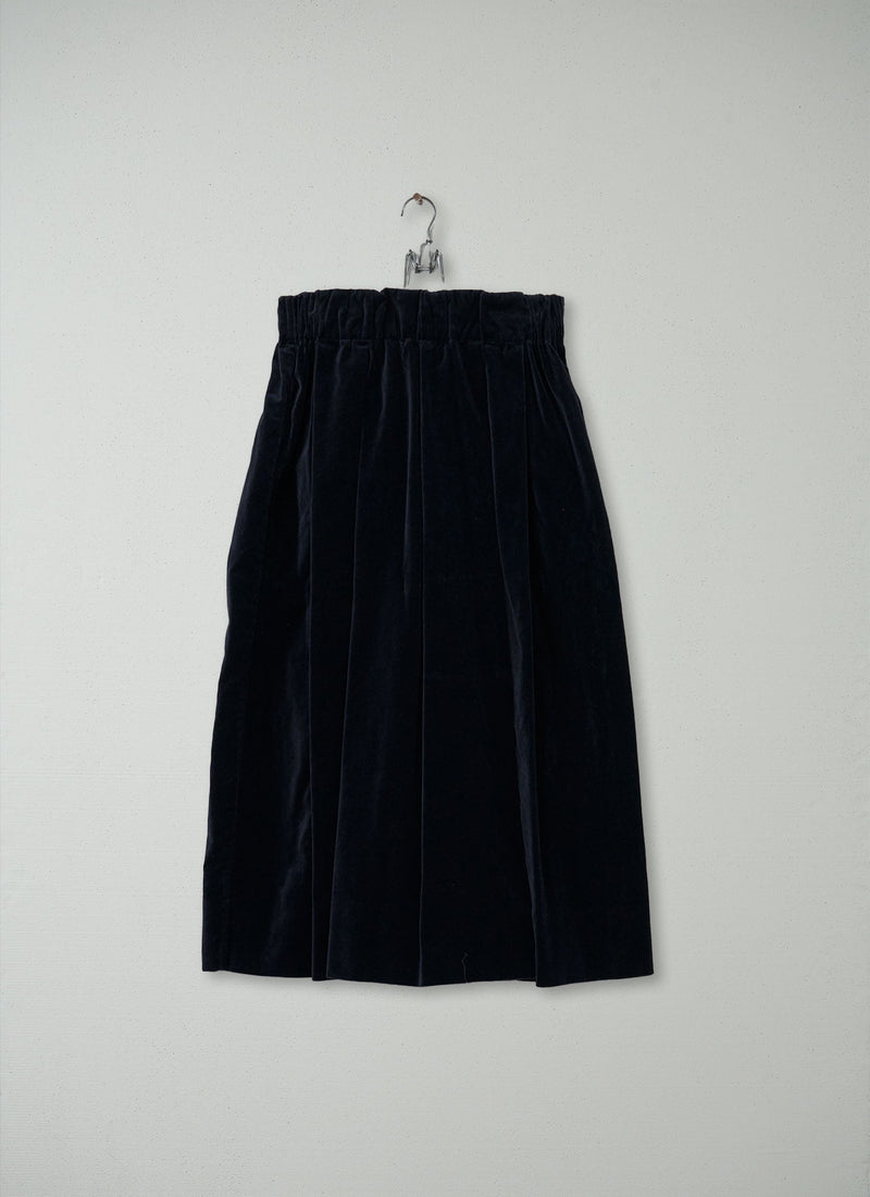 Reworn Pleated Cotton Velvet Skirt Size S (045) | Night