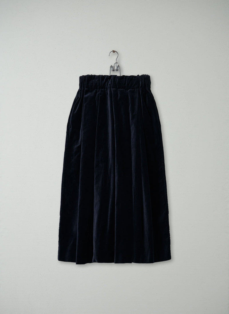 Reworn Pleated Cotton Velvet Skirt Size XS (063) | Night