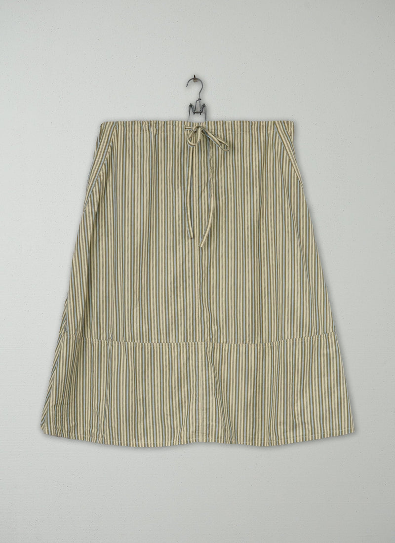 Reworn Drawstring Waist Stripe Skirt Size XL (218) | Multi
