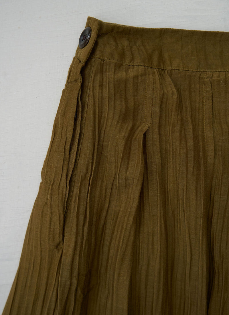Reworn Silk Organza Skirt Size 10 (336) | Rich Olive