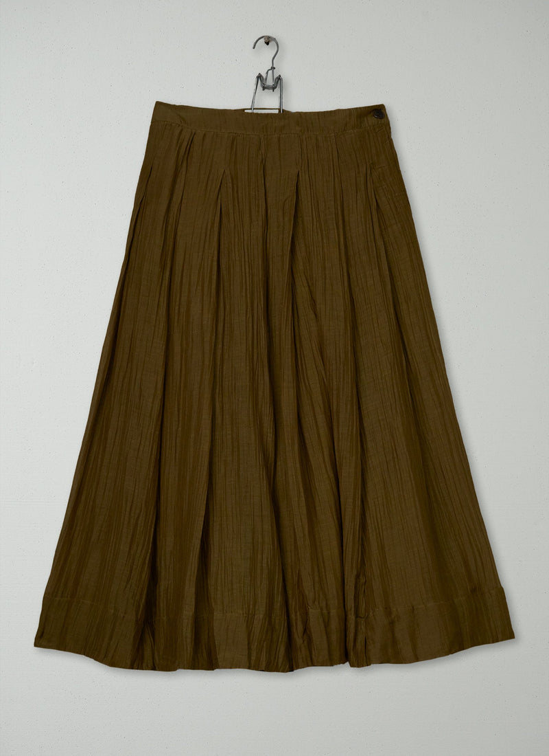Reworn Silk Organza Skirt Size 10 (336) | Rich Olive