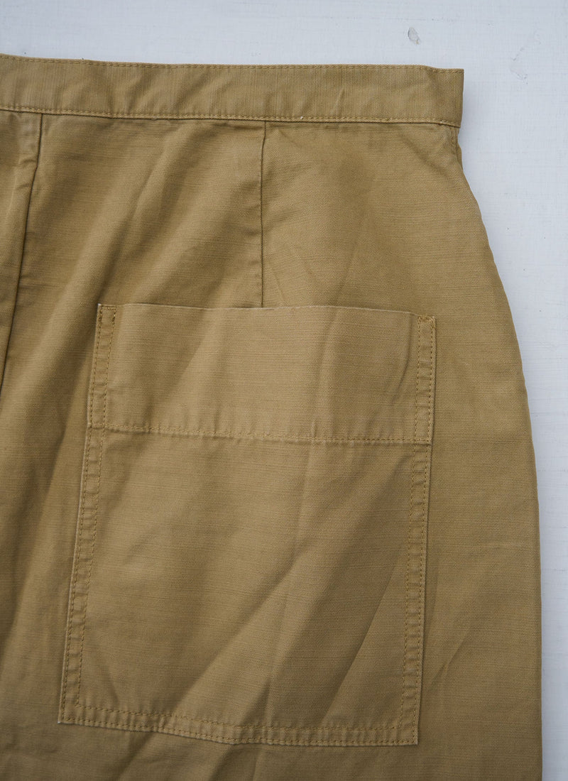 Reworn Cotton Wrap Straight Skirt Size 12 (398) | Warm Sand