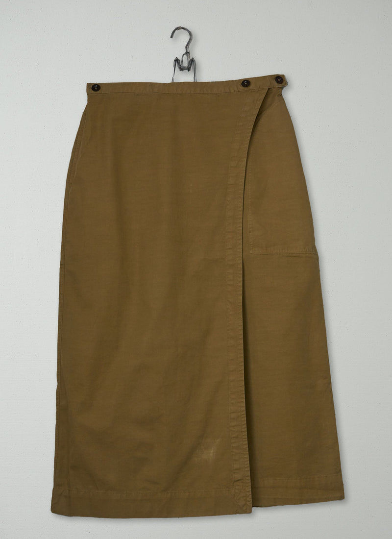 Reworn Cotton Wrap Straight Skirt Size 12 (398) | Warm Sand