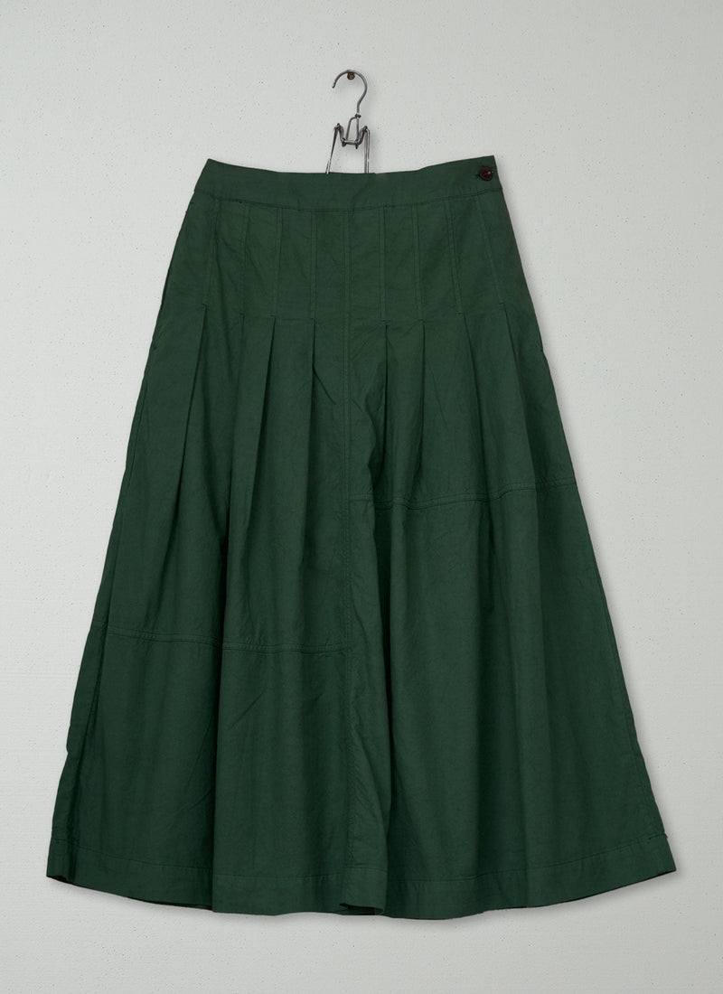 Reworn Cotton Linen Skirt Size 10 (377) | Forest Green