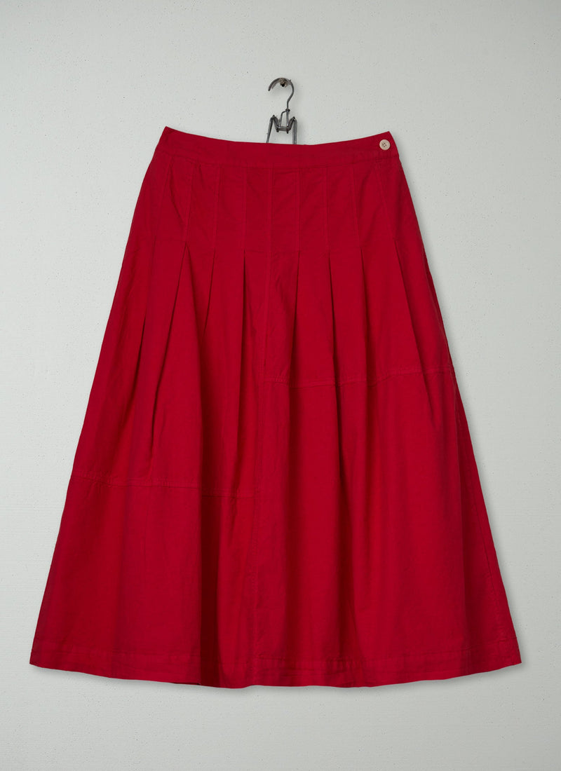Reworn Cotton Linen Skirt Size 10 (337) | Cardinal Red