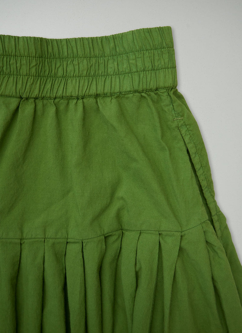 Reworn Pleated Cotton Skirt Size S (400) | Cedar Green
