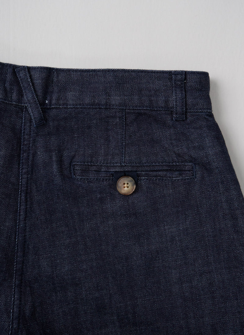 Reworn Side Button Denim Trousers Size 12 (042) | Indigo
