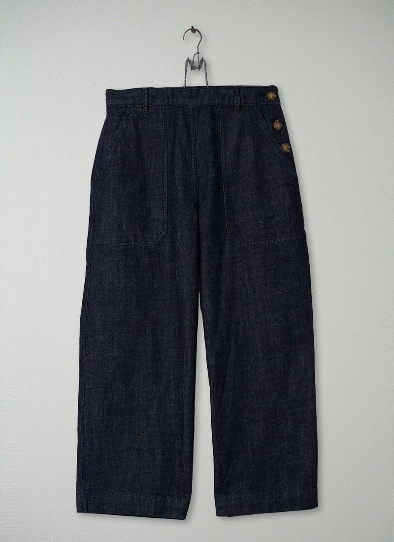 Reworn Side Button Jeans Size 12 (223) | Indigo