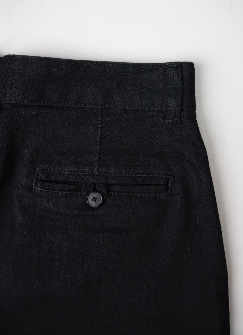 Reworn Denim Side Button Trousers Size 12 (170) | Black