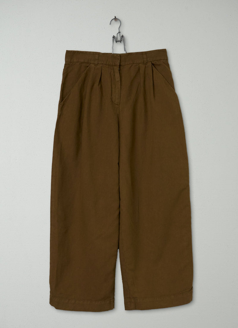 Reworn Alix Cotton Linen Trousers Size 10 (762) | Dusted Khaki