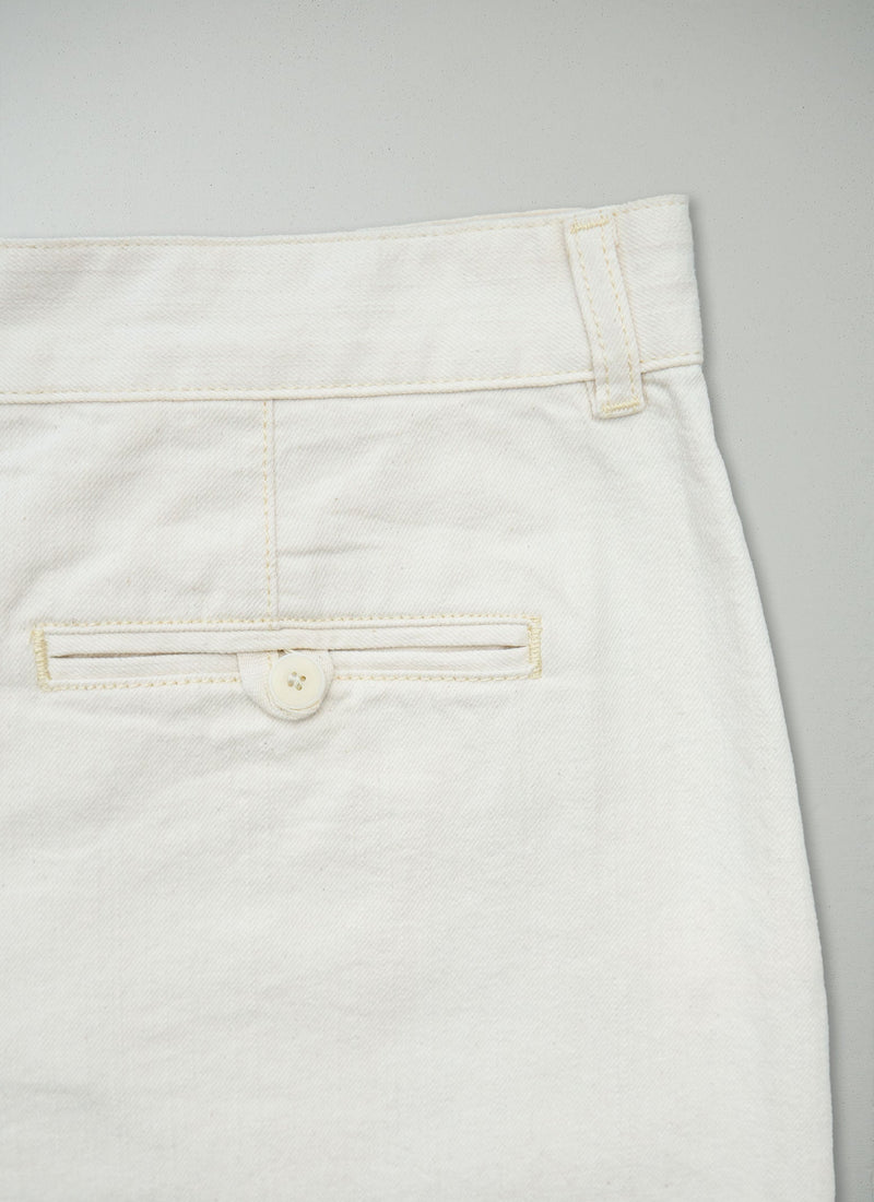 Reworn Annie Side Button Trousers Size 16 (1148) | Ecru