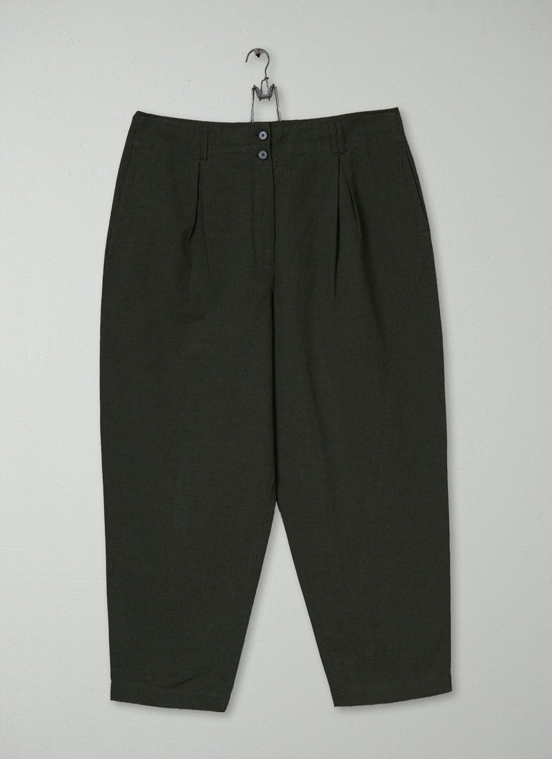 Reworn Cotton Linen Dogtooth Trousers Size 16 (1025) | Multi