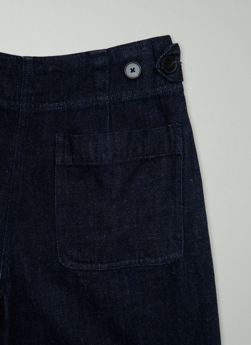 Reworn Flat Front Denim Culottes Size 10 (918) | Indigo