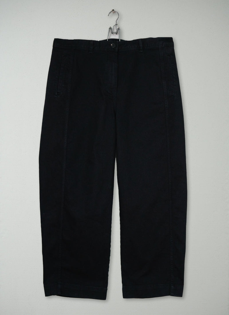 Reworn Denim Flat Front Trousers Size 16 (1665) | Black