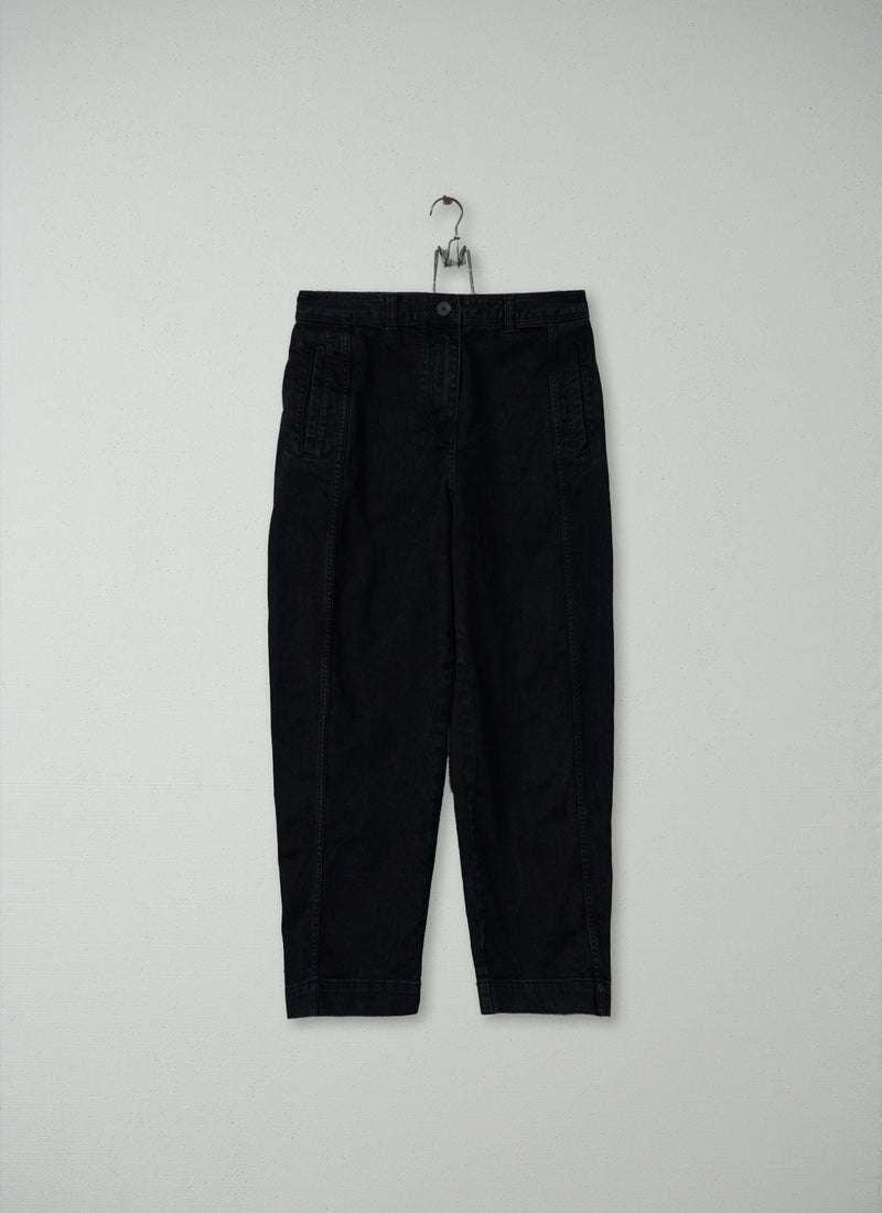 Reworn Denim Flat Front Trousers Size 8 (152) | Black
