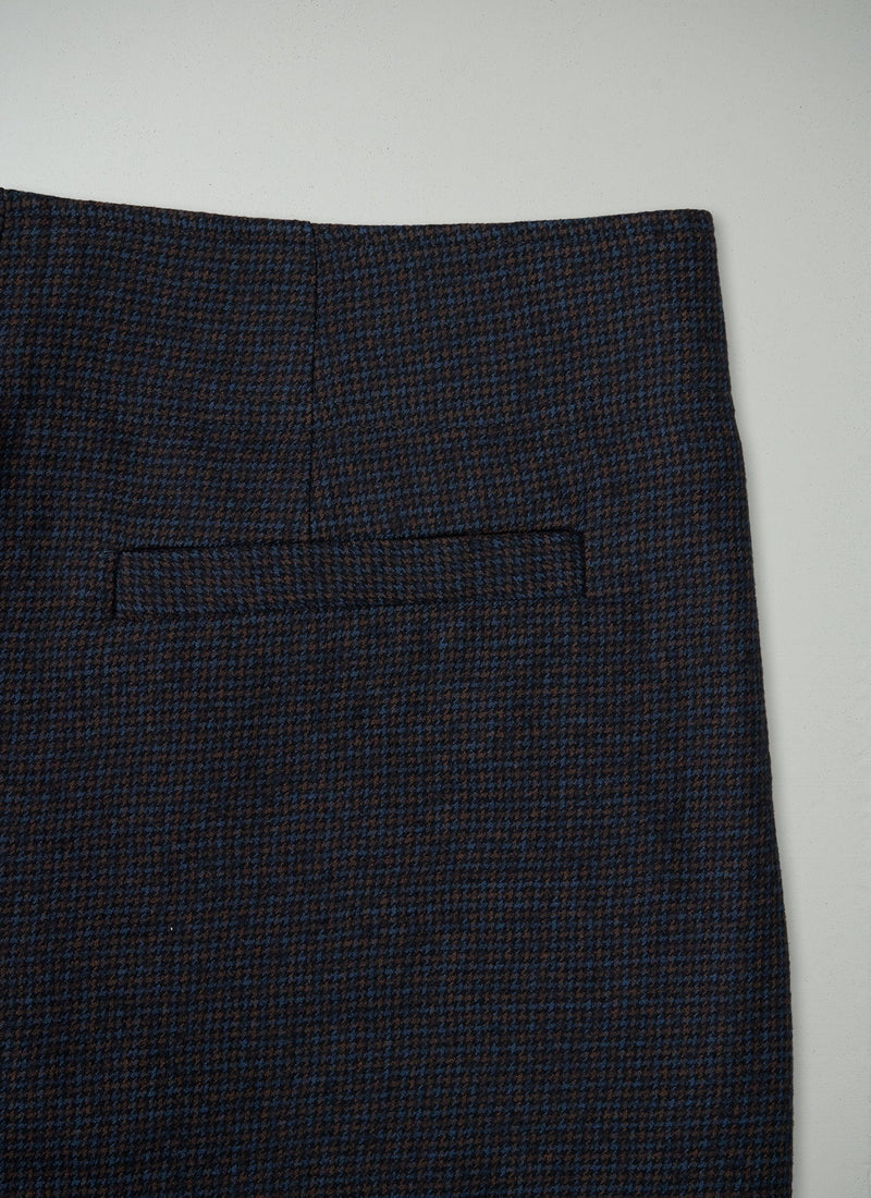 Reworn Wool Cotton Check Trousers Size 16 (817) | Blue