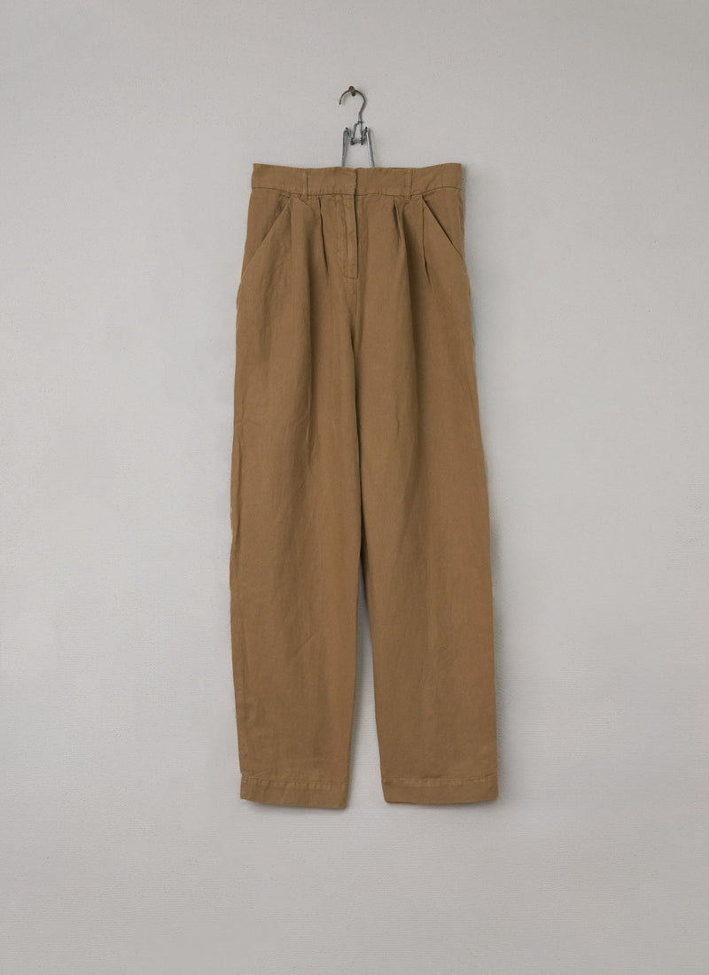 Reworn Pleat Front Trousers Size 6 (013) | Sand