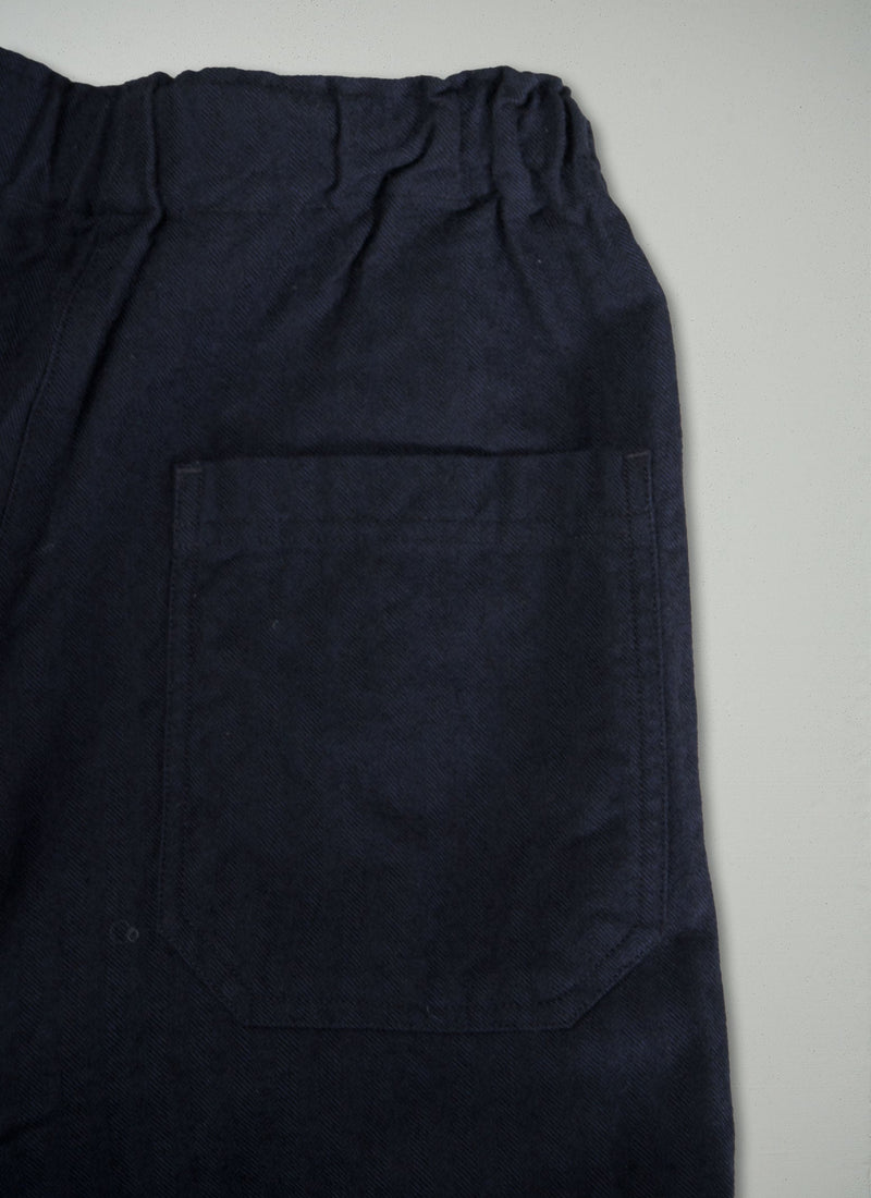 Reworn Wool Cotton Herringbone Trousers Size 12 (286) | Navy