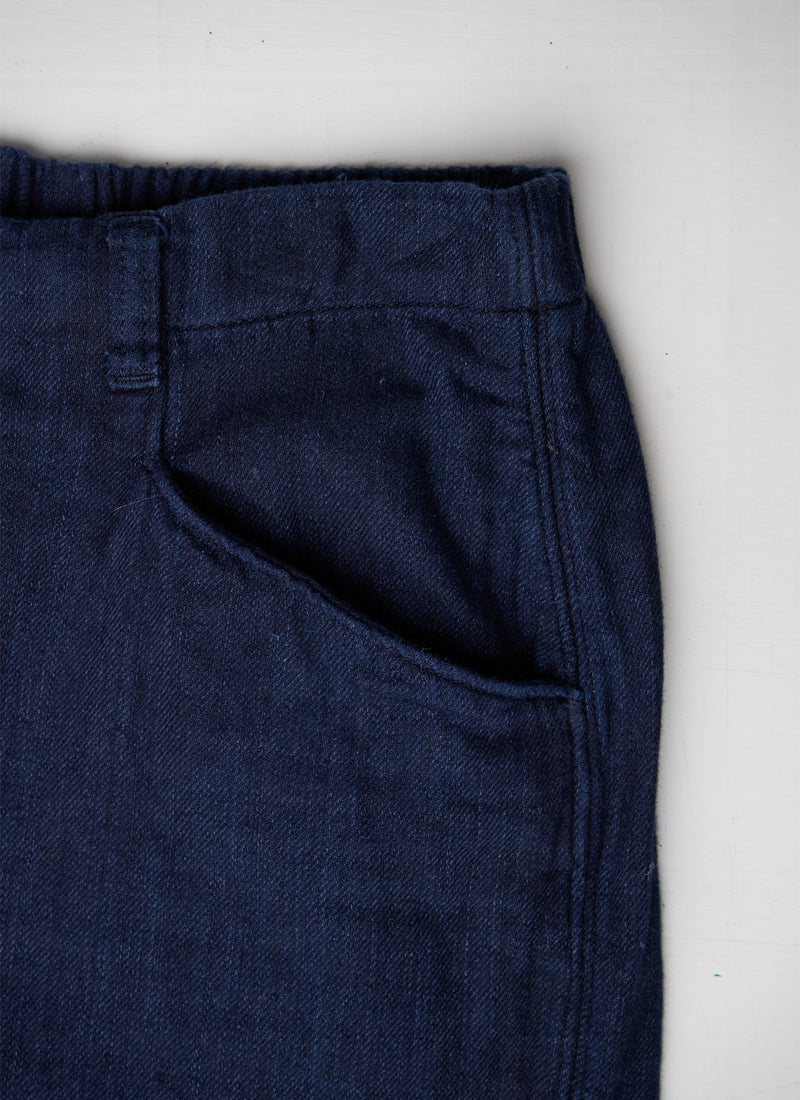 Reworn Indigo Twill Trousers Size 8 (212) | Indigo