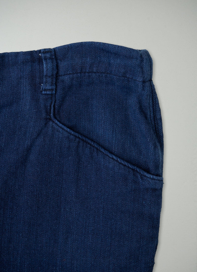 Reworn Indigo Twill Trousers Size 8 (880) | Indigo