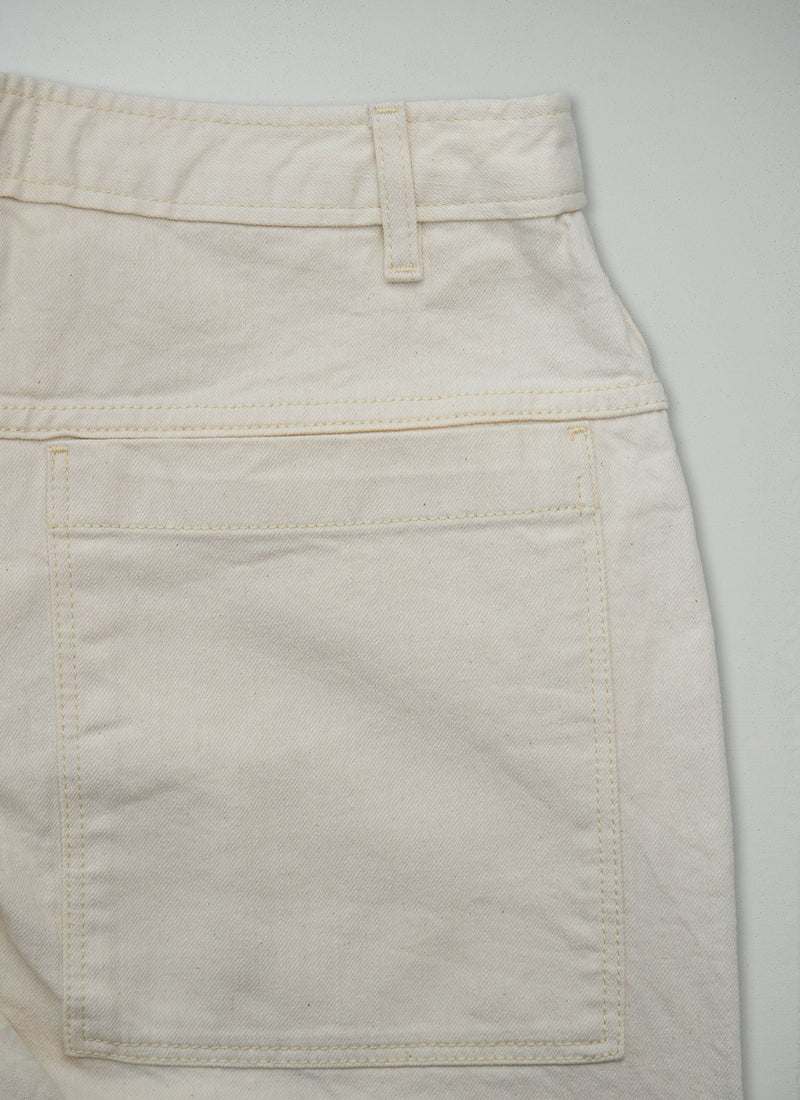 Reworn Denim Patch Pocket Trousers Size 10 (1171) | Ecru