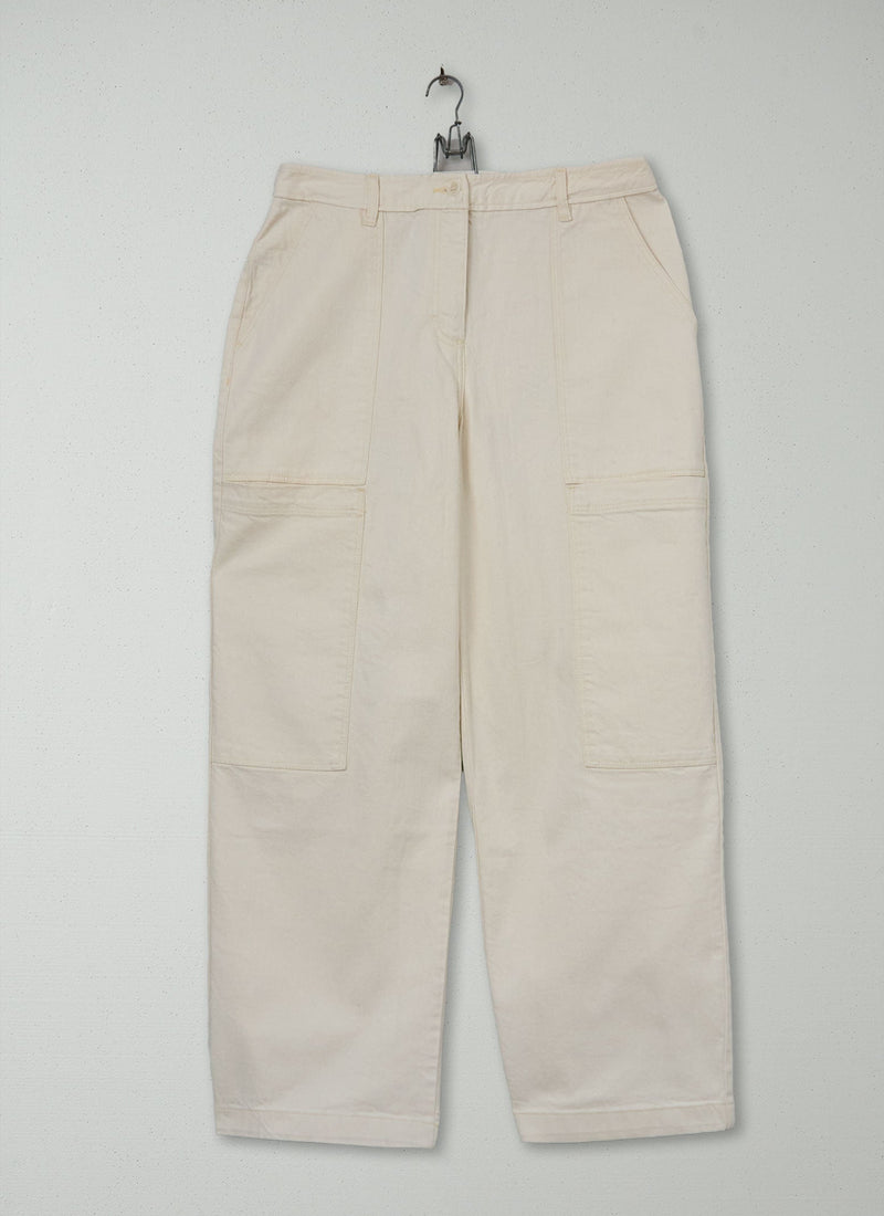Reworn Denim Patch Pocket Trousers Size 10 (1171) | Ecru