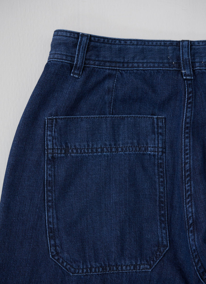 Reworn Flat  Front Denim Trousers Size 10 (043) | Indigo