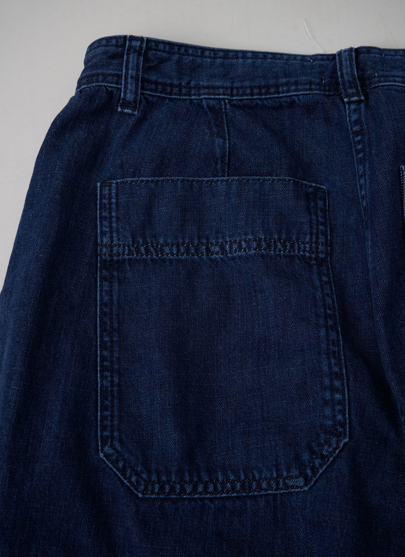 Reworn Flat Front Denim Trousers Size 12 (143) | Indigo