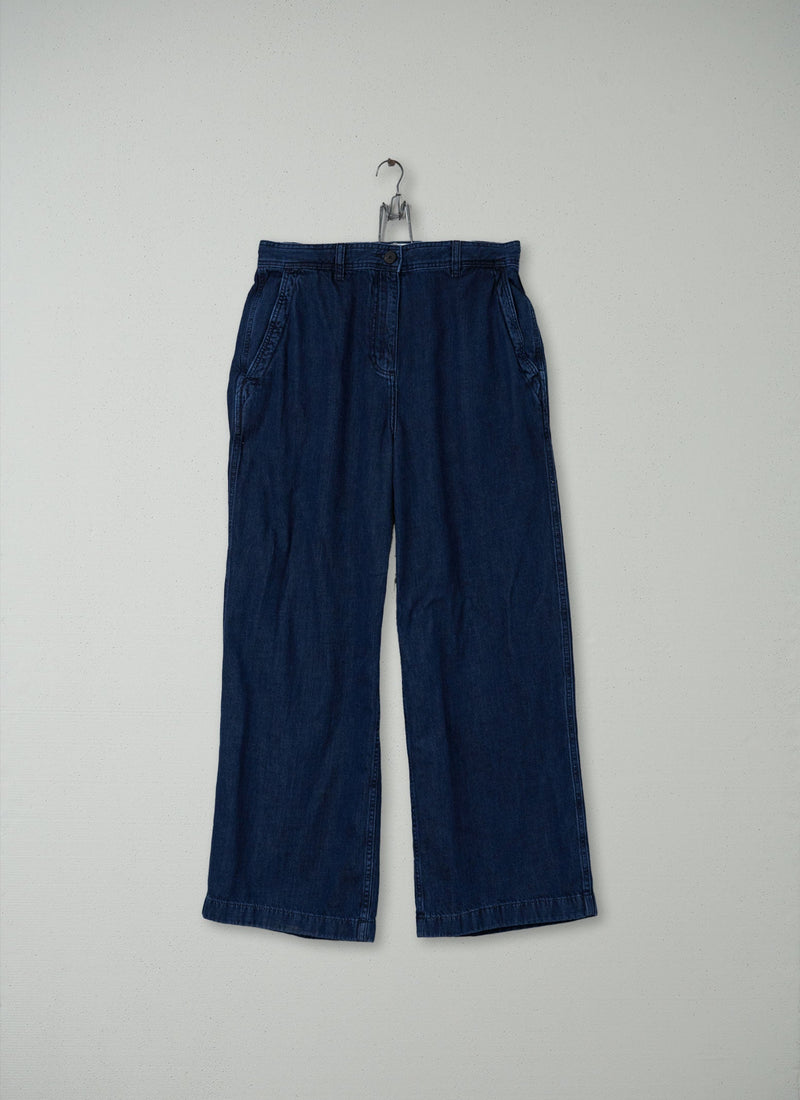 Reworn Flat Front Denim Trousers Size 12 (143) | Indigo