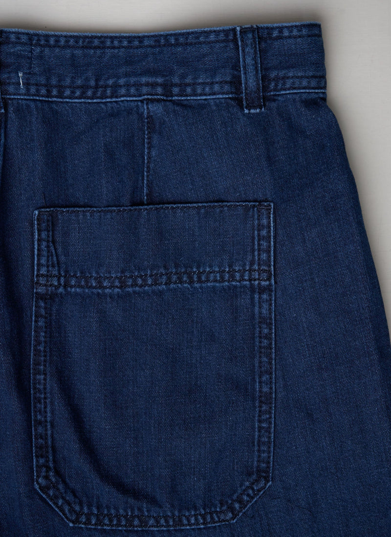 Reworn Flat Front Denim Trousers Size 14 (207) | Indigo
