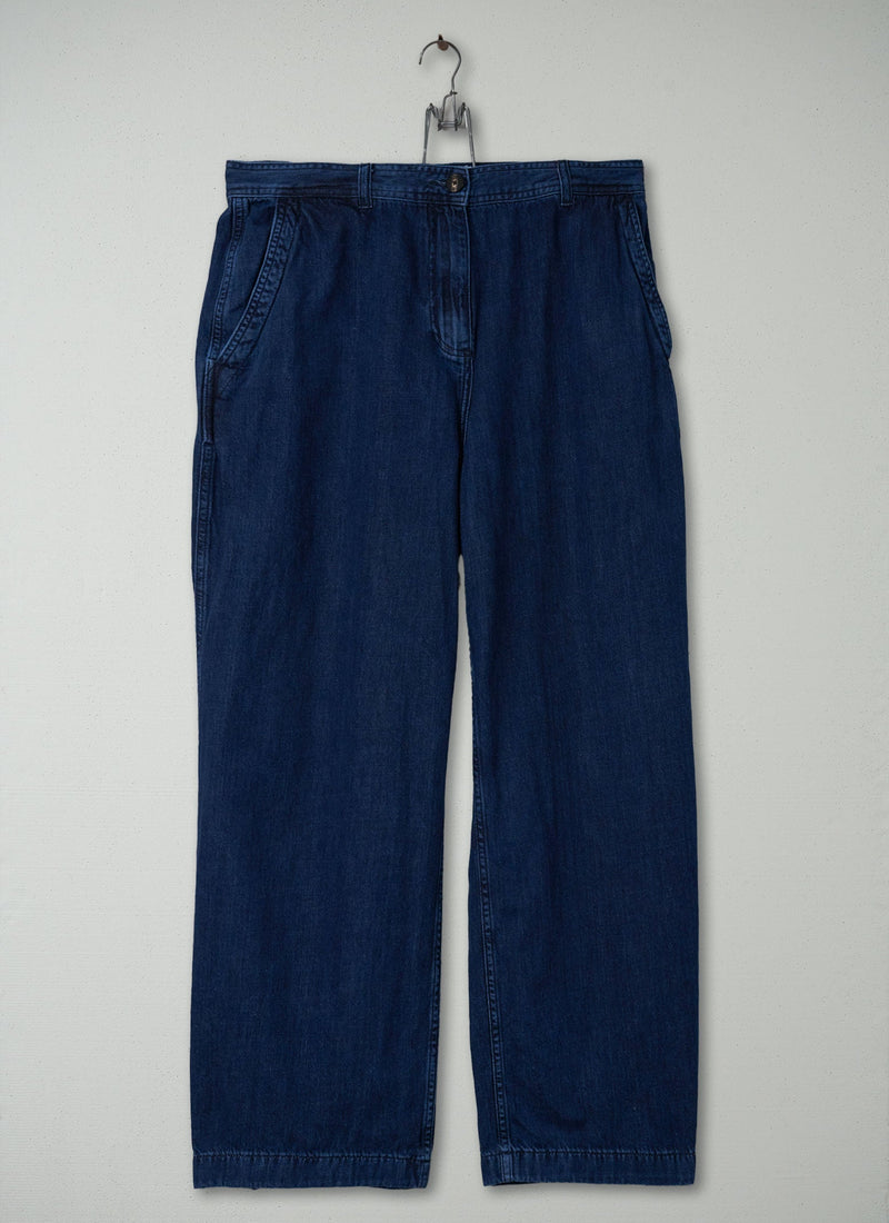 Reworn Flat Front Denim Trousers Size 14 (207) | Indigo