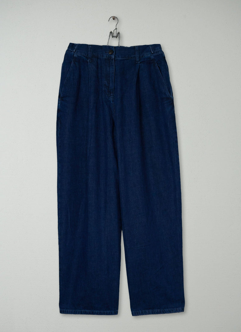 Reworn Flat Front Denim Trousers Size 12 (1258) | Indigo