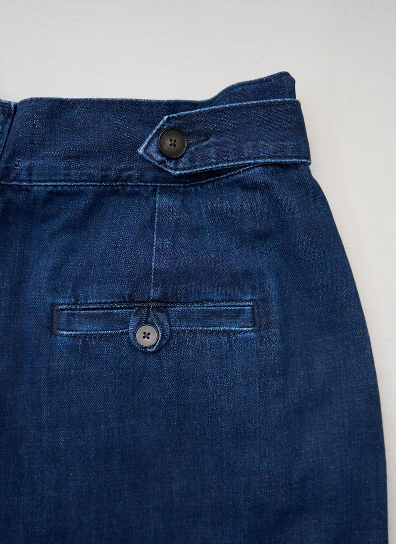 Reworn Flat Front DenimTrousers Size 12 (1446) | Indigo