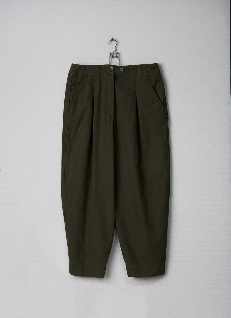 Reworn Canvas Utility Trousers Size 12 (007) | Dark Olive