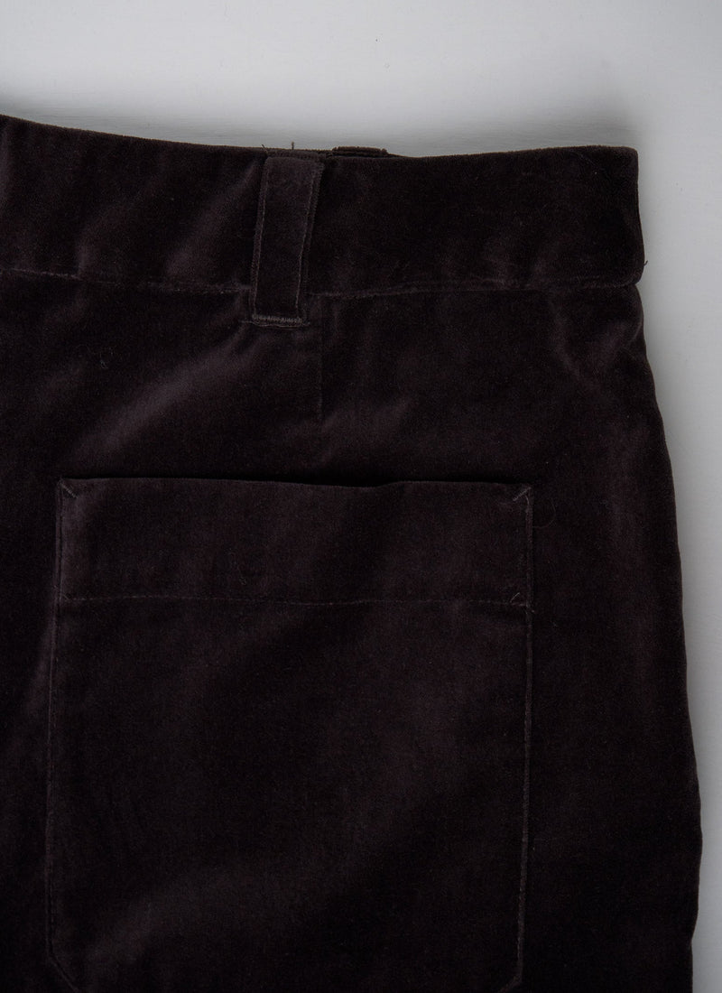 Reworn Cotton Velvet Trousers Size 12 (078) | Bitter Chocolate